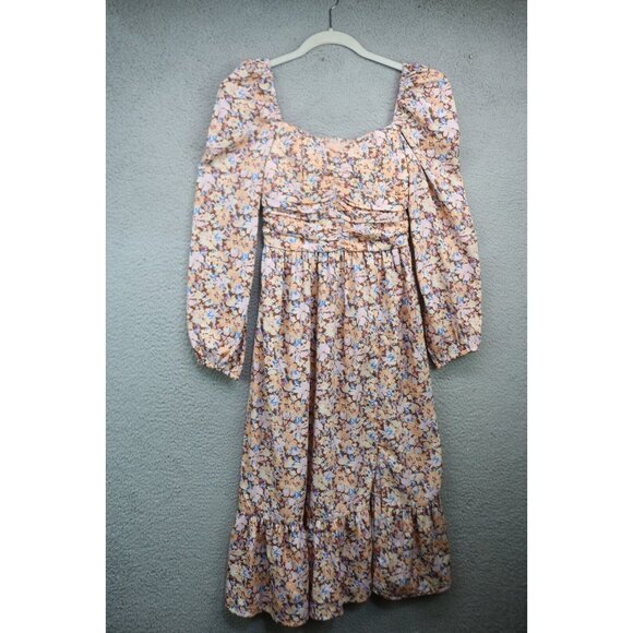 Band of the Free Sweetheart Neckline Long Sleeves Midi Dress-Small-Cottagecore - Picture 1 of 13